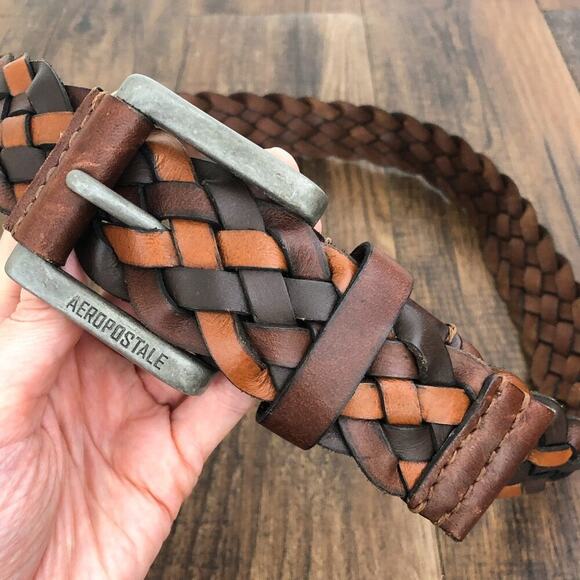 Aeropostale Y2K Woven Leather Belt Rugged Thick Durable Mens Size Medium Brown - Picture 4 of 16